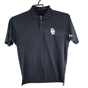 Mens Black Under Armour OU Polo Shirt Short Sleeve Oklahoma University Size S